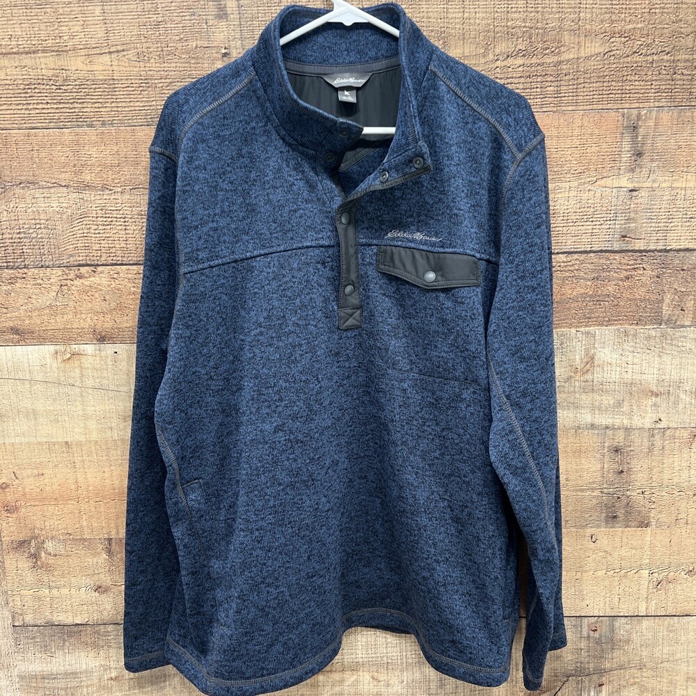 Eddie Bauer 1/4 Snap Pullover Sweater Blue Mens Polyester Size XL